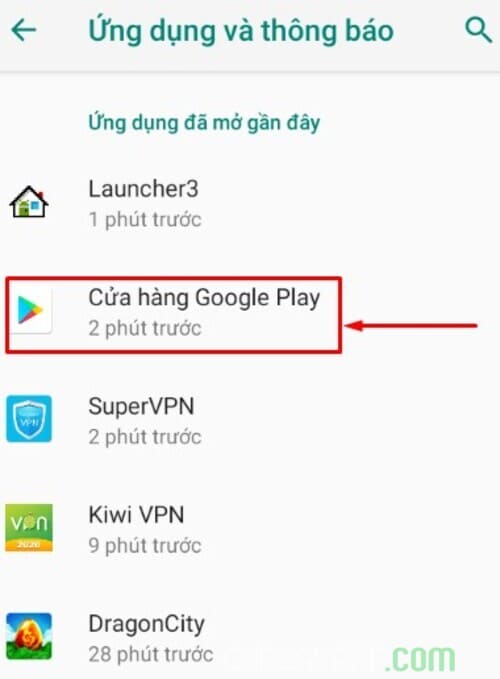 cửa hàng google play trên android